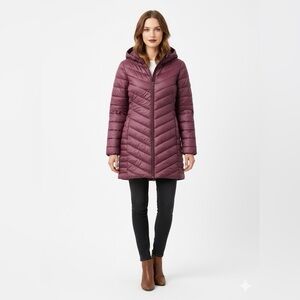 George | Women's Plum Purple Hooded Lightweight Packable Puffer Jacket